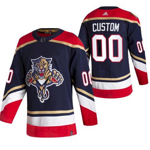 Men Florida Panthers #00 Custom Blue NHL 2021 Reverse Retro jersey->florida panthers->NHL Jersey